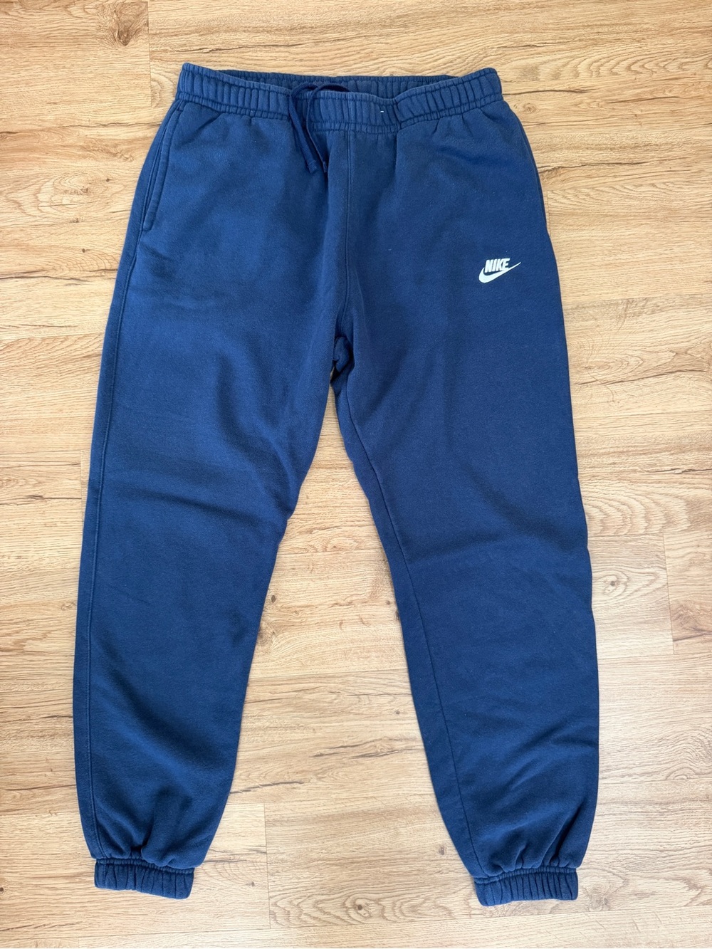 Nike Men’s Navy Blue Jogger Sweatpants with White Swoosh
